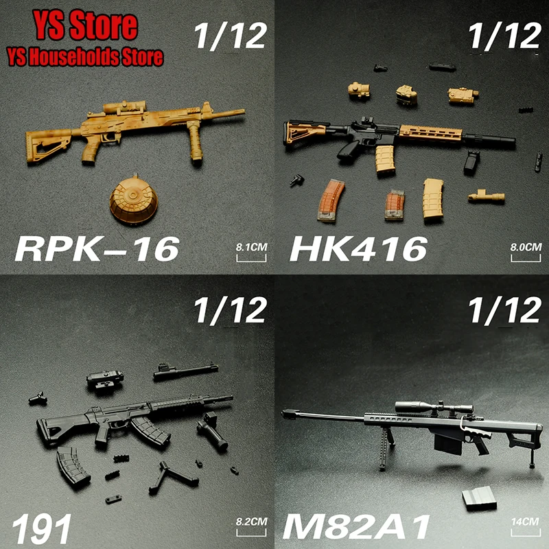 

CFTOYS Soldier Scene Accessory 1/12 M82A1 QBZ191 HK416 RPK-16 Non-functional Model Gun Toys Fit 6" Man Action Figure Decoration