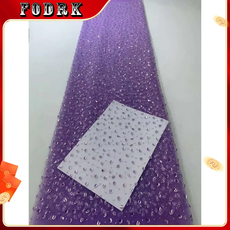 

African Sequins Lace Fabric 2023 High Quality Nigerian French Tulle Lace Material For Wedding Dress