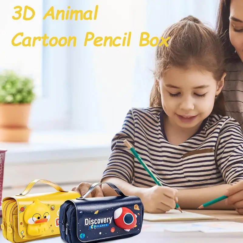

Large Capacity Pencil Pen Case Three-layer Cartoon Animal Stationery Bag Stationery Box Large Capacity Desk Organizer Storage