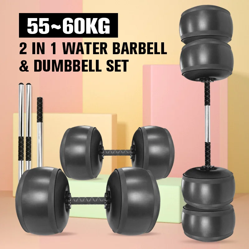 60KG Gym Bodybuilding Equipment Water Filled Dumbbells Set Gym Weights Portable Adjustable Weight For Men Arm Muscle Training
