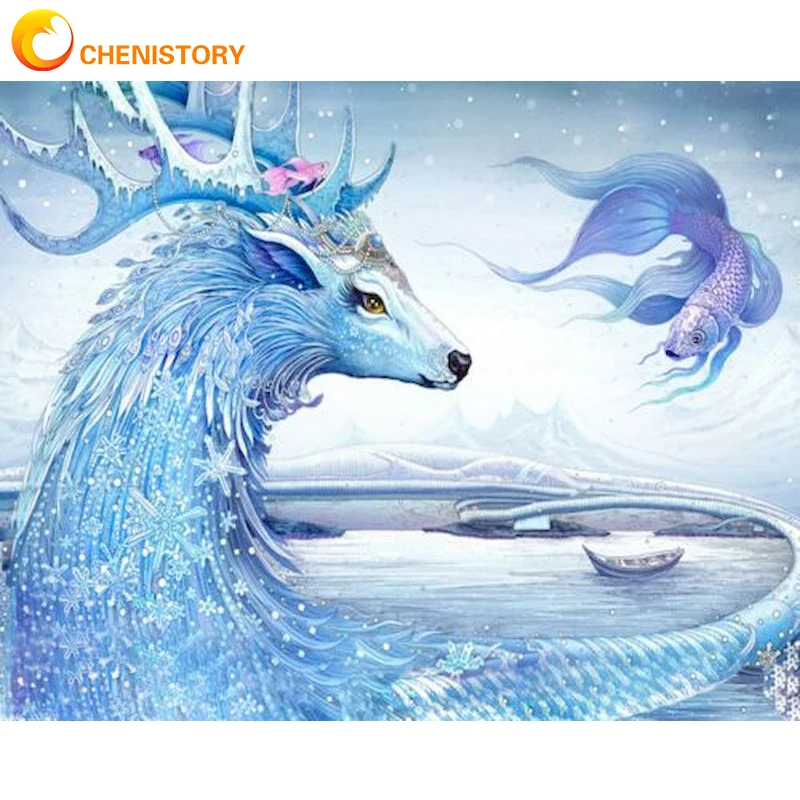 

CHENISTORY Paint By Number Deer Animal Canvas Painting Kits DIY Picture Coloring By Numbers Hand Painted Oil Painting Home Decor