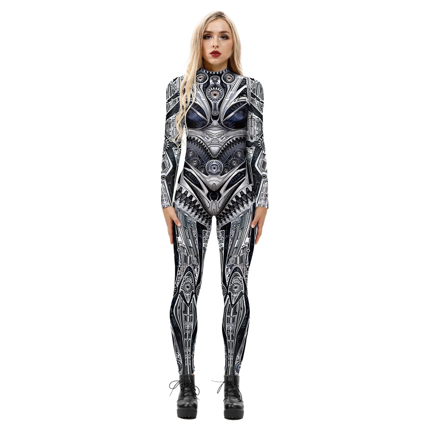 

[You're My Secret] 2022 New Women Cosplay Costumes Bodysuit Digital Printing Slim Cosplay Long Sleeve Zipper Jumpsuit Set