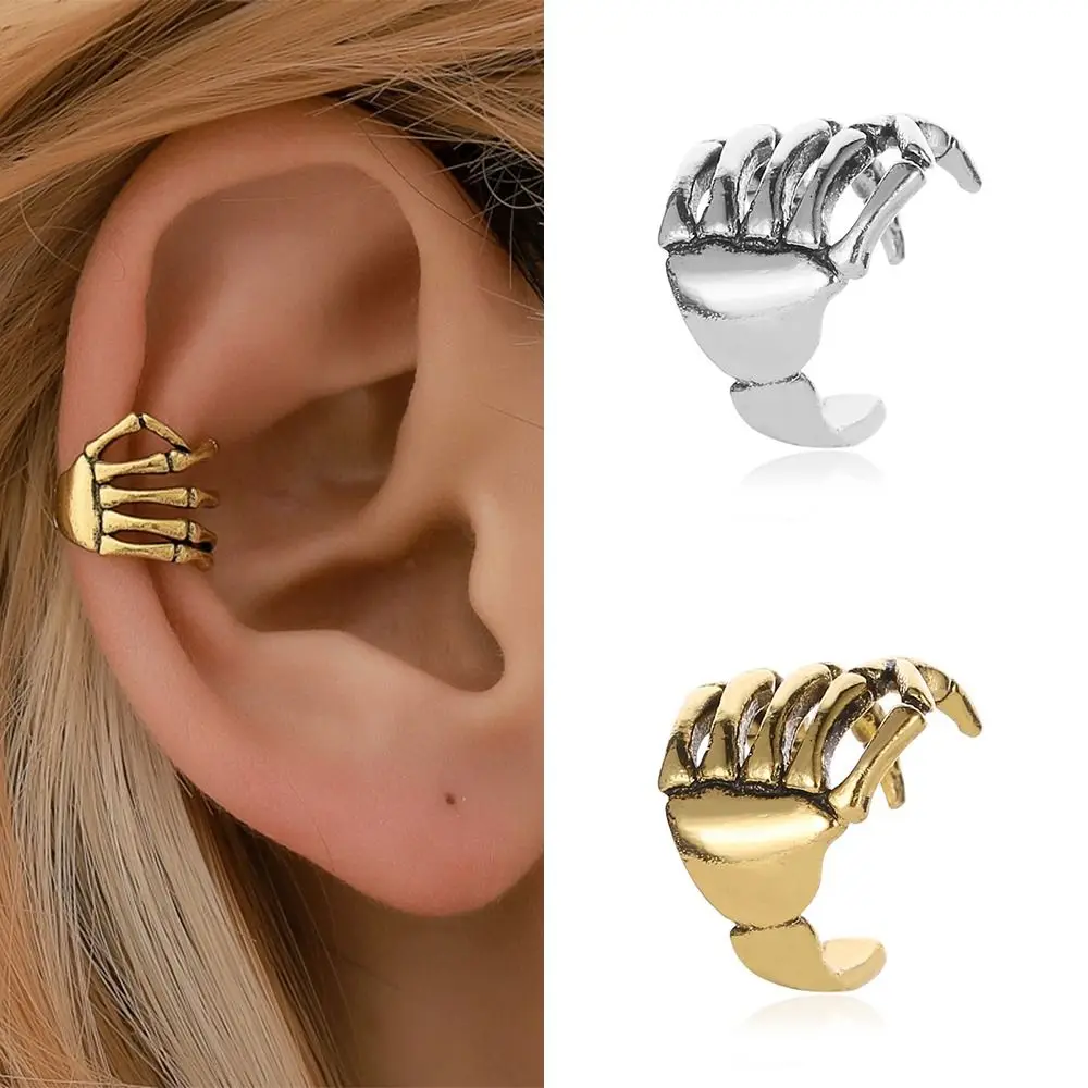 Медный череп серьги-клипсы без пирсинга корейский стиль манжеты для ушей