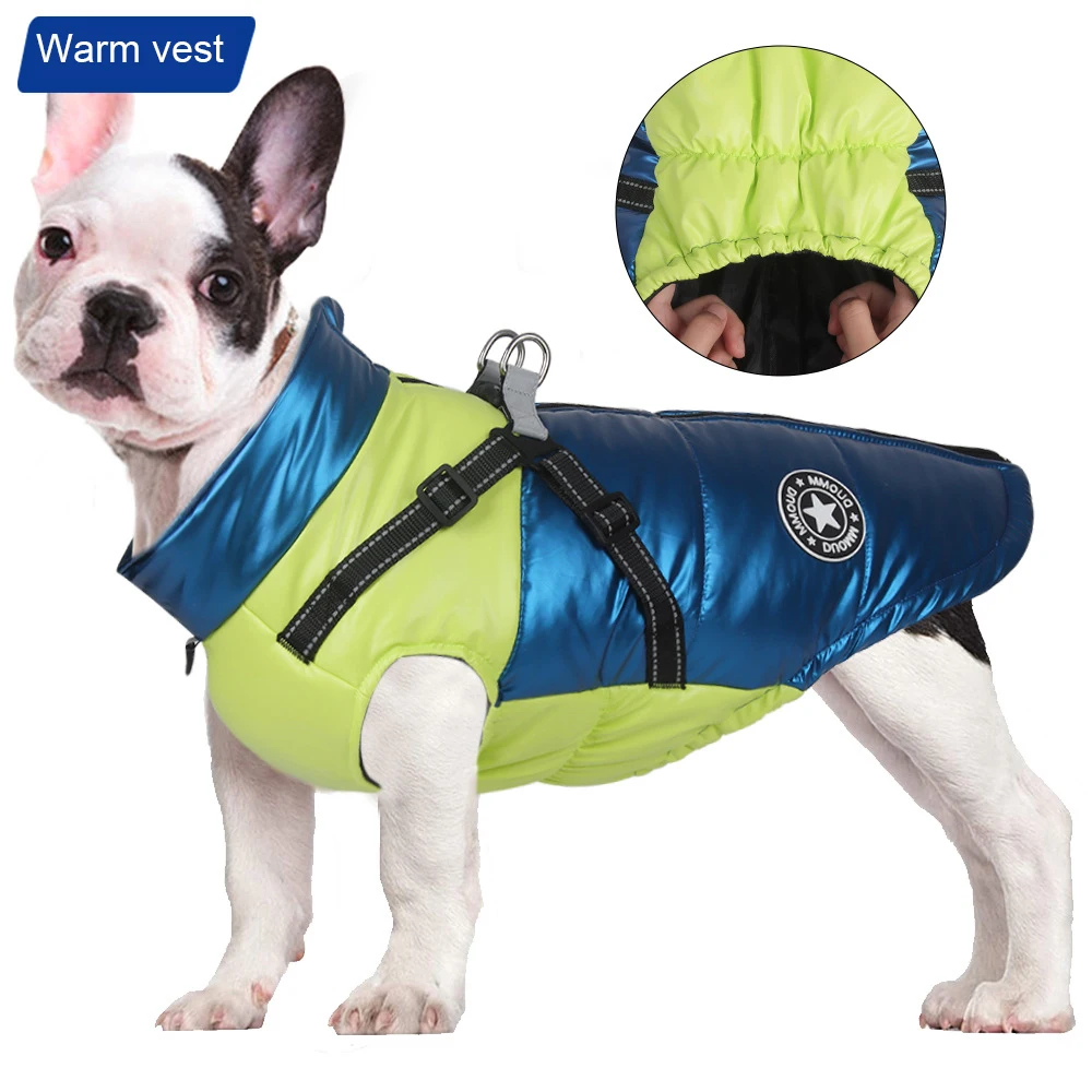 

Autumn and Winter Pet Clothes Waterproof Outfit Vest Thicken Dog Clothes Dog Cotton Jacket Coat Reflective Pet Dog Clothing