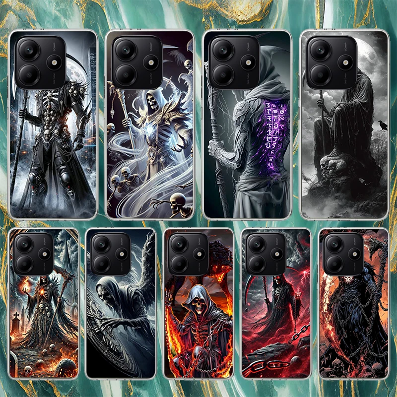 Фото Мягкий чехол для телефона Death Grim Reaper Skull Scythe для Xiaomi Redmi Note 14 14S 13 12S 12 11S 11 11E Pro Plus 11T 10S 10 9S 5G Patte №1