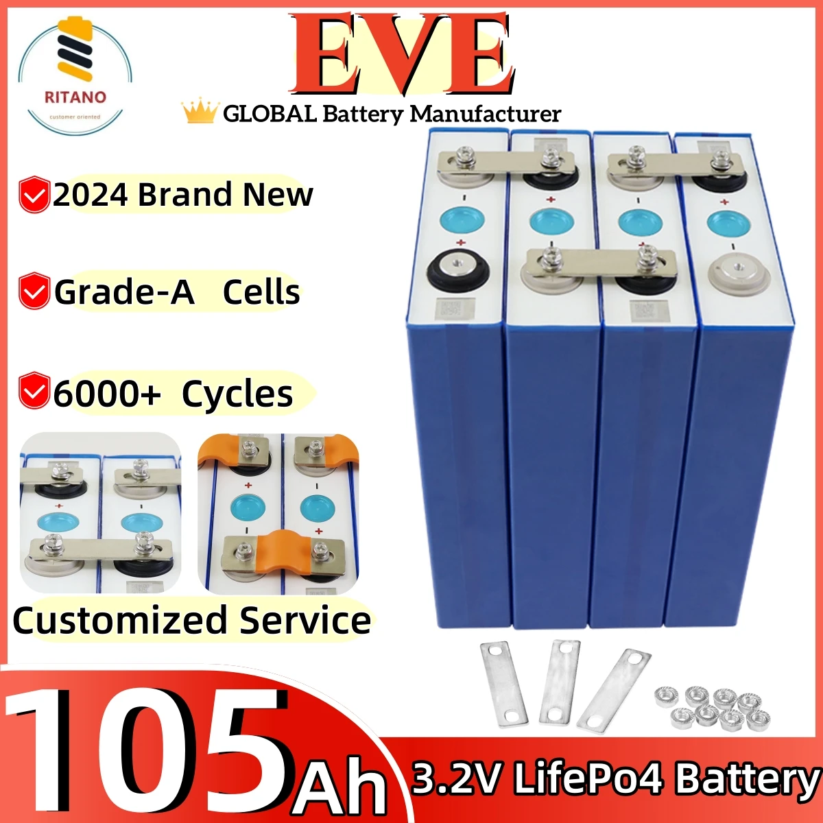 Литий-ионный аккумулятор EVE Lifepo4 105AH 120Ah 130Ah 135Ah