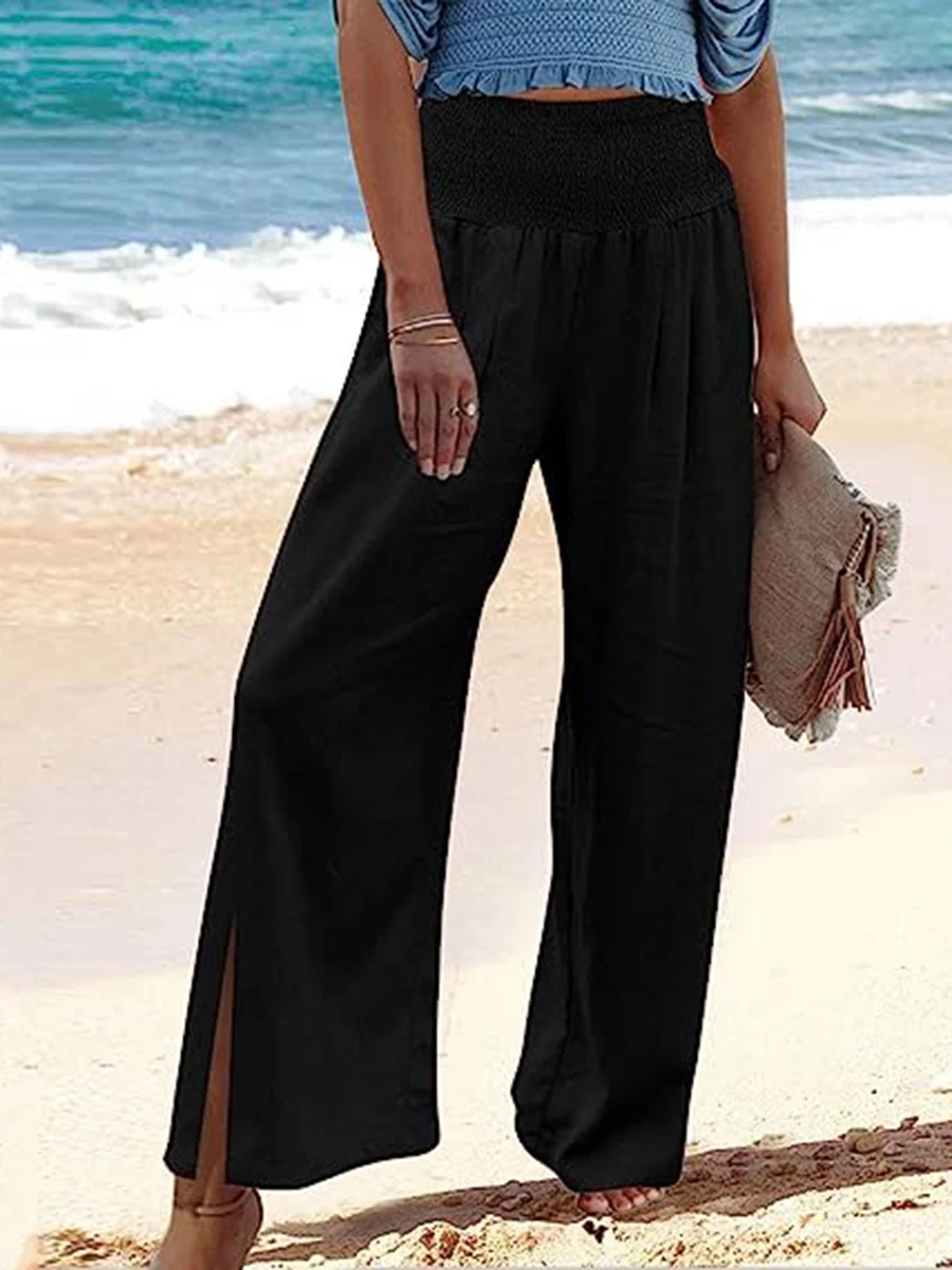 

Стильные прозрачные сетчатые пляжные брюки-накидка для женщин-эластичный купальник с высокой талией и широкими штанинами с прозрачным дизайном