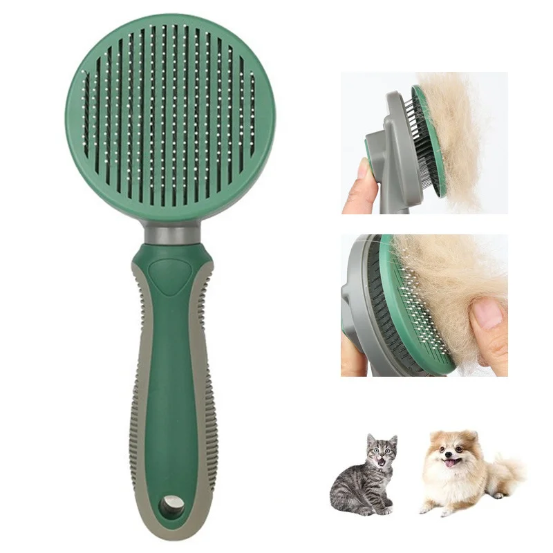 

Dog Grooming Brush Shedding Pet Comb Cleaner Tools Cat Hair Remover Self Cleaning Deshedding Dog Accessories Items