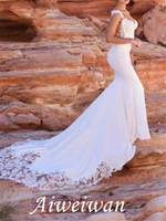 mermaid trumpet wedding dresses v neck court train lace stretch satin sleeveless country plus size with lace embroidery