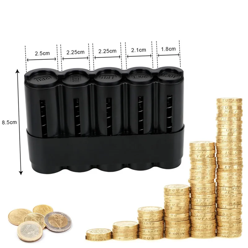 1Pcs Car Storage Coins Purse Savings Box Euro Coin Bank Coin Holder Case Plastic Wallet Holders Safe Money Boxes Cash Organizer images - 6