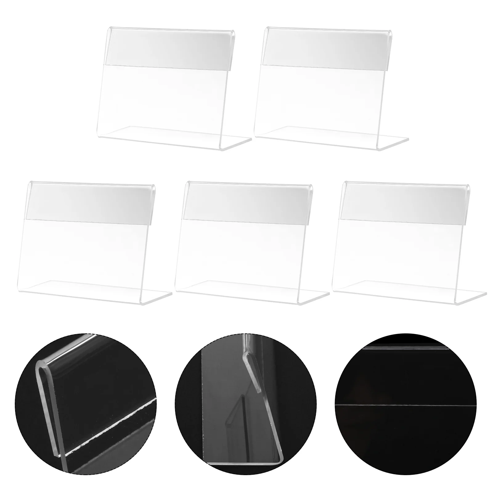 

5Pcs Horizontal Label Stands Simple Desktop Menu Storage Racks Clear Racks