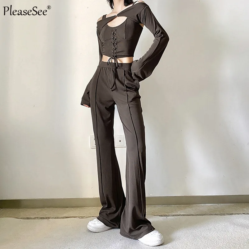 Женский комплект из 3 предметов укороченный Топ без бретелек и широкие брюки