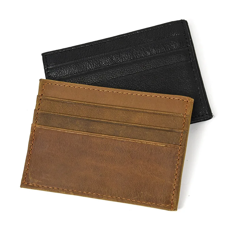 Genuine Leather Card Holder Business Card Holder Crazy Horse Leather Card Case Men's Card Holder Men and Women Universal