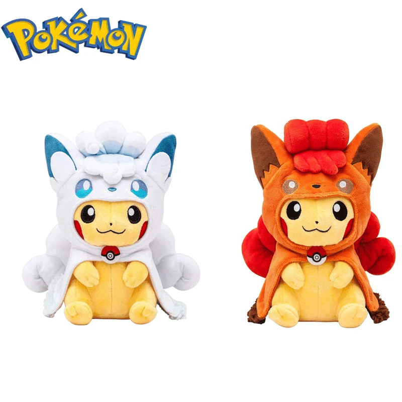 

Genuine Anime Pokemon Ice Vulpix Fire Vulpix Cross Dressing Pikachu Soft Stuffed Collection Cute Anime Doll Kids Christmas Gifts