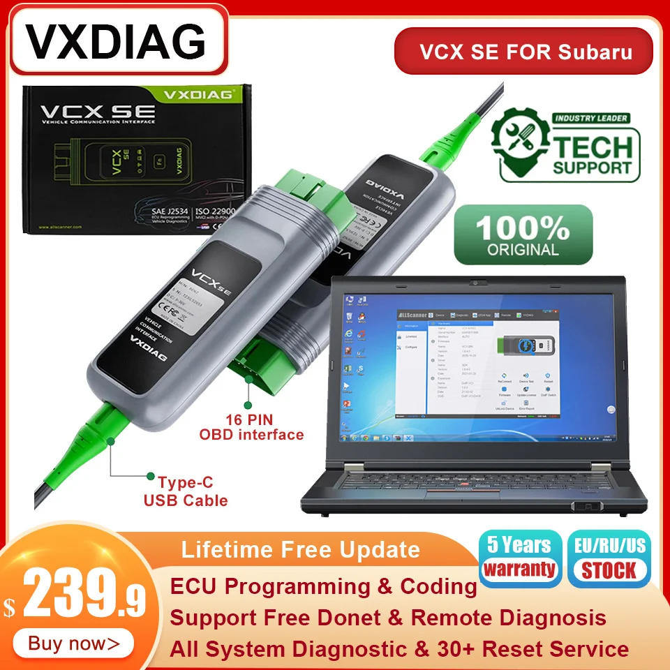 

VXDIAG VCX SE For Subaru automotivo OBD2 Scanner ECU Programming Support J2534 Protocol DOIP Full System Diagnosis Free Shipping