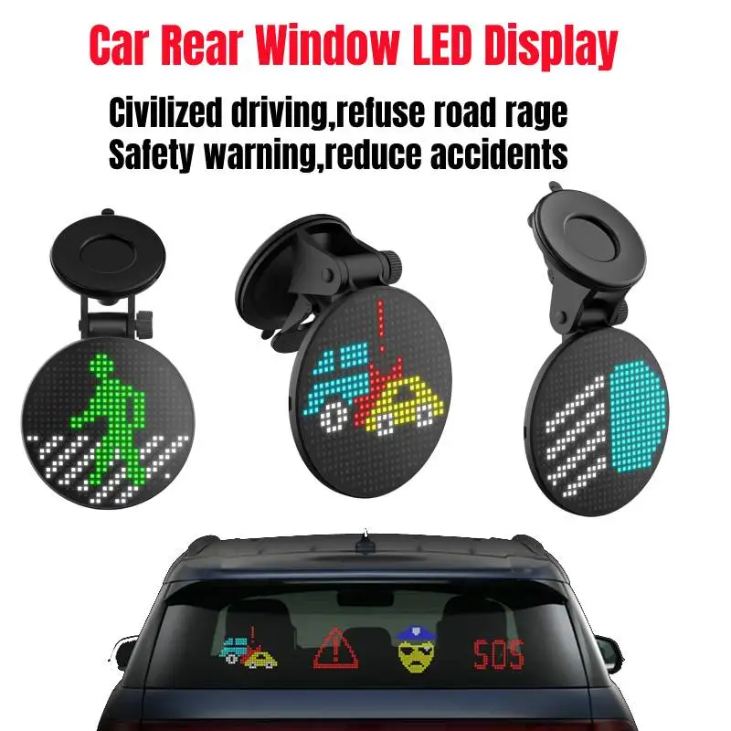 Pantalla LED para ventana trasera de coche, pantalla LED RGB con aplicación de emoticono animado, Control Bluetooth 5,0, señal
