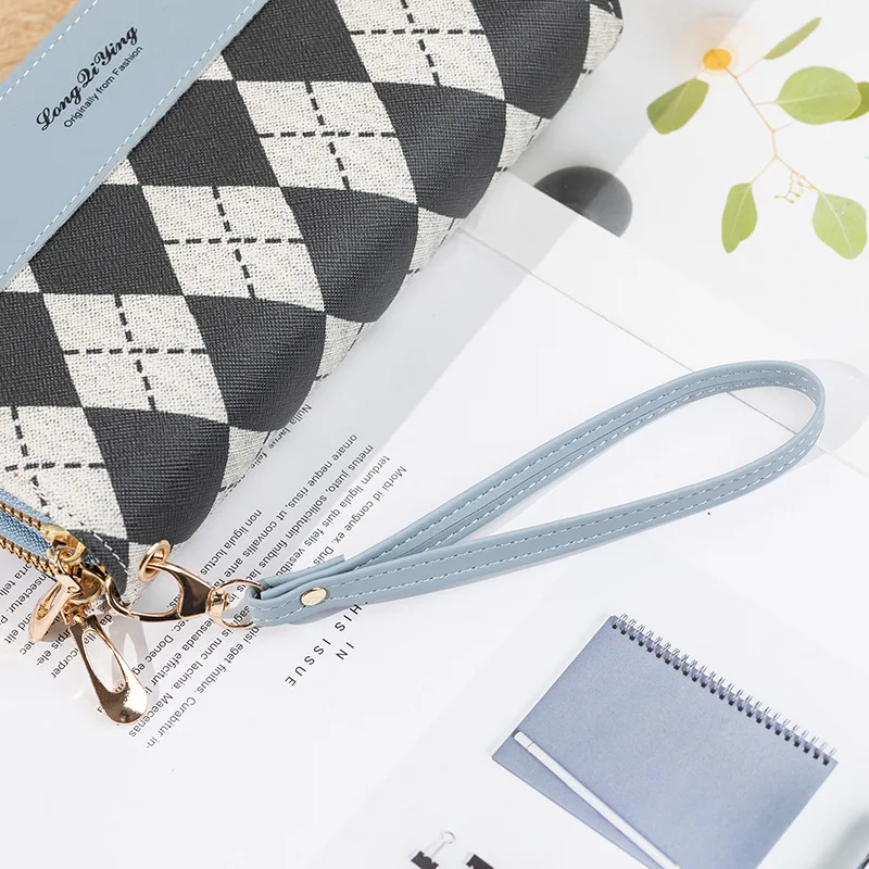 Lady Double Zipper Long Wallet PU Coin Purse Fashion Korean Style Clutch Card Holder Mobile Phone Bag Women's Wrist Bag