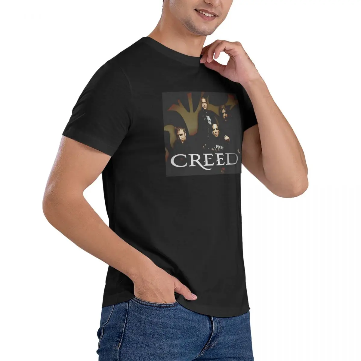 Мужские футболки с надписью C-Creed Band новинка футболка из чистого хлопка круглым