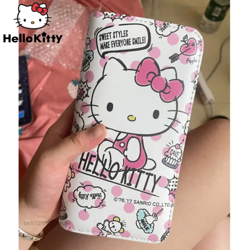 Sanrio Hello Kitty Sweet Long Wallet Women New Clutch Korean Style Fashion Animation Cute Handbag Large Capacity Card Purses