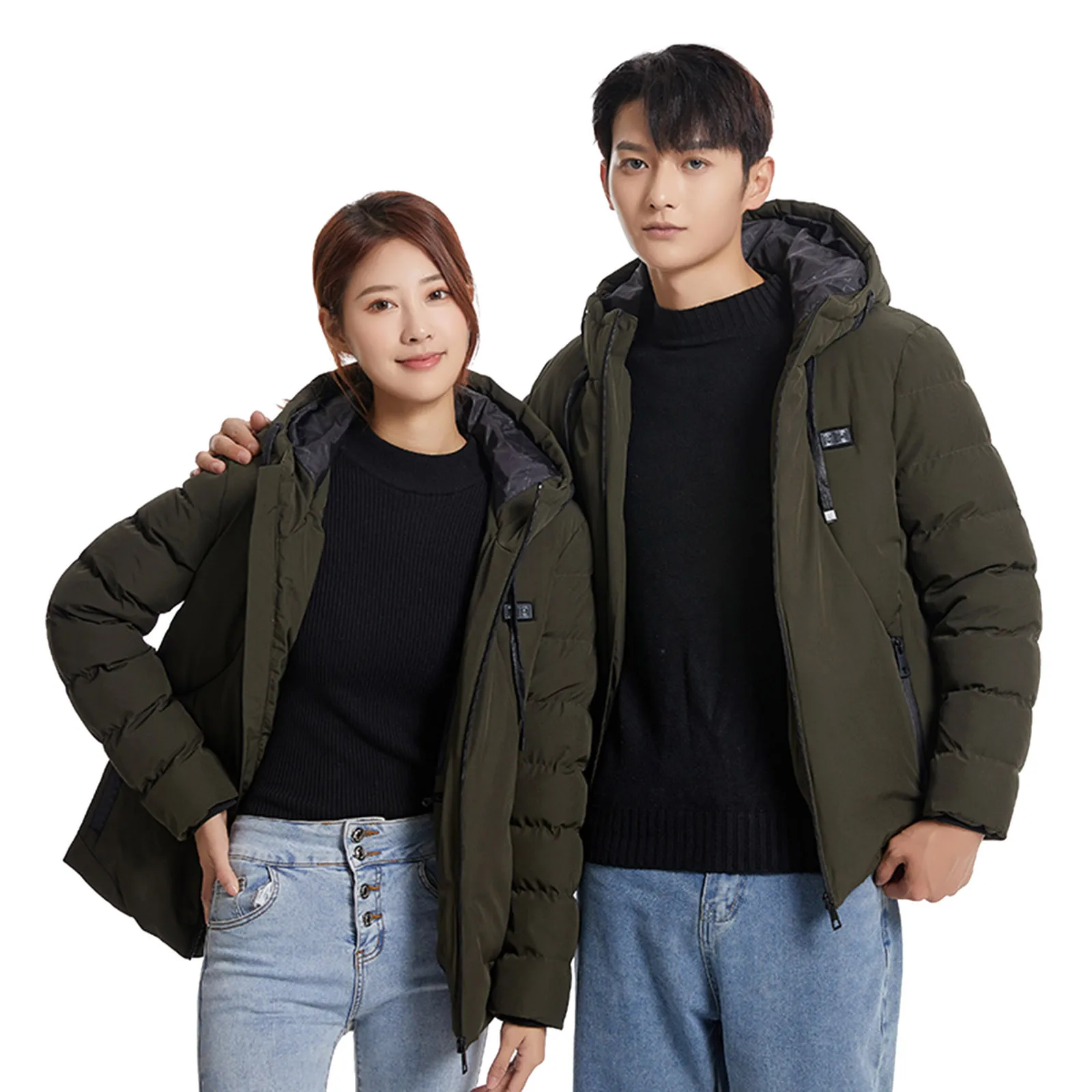 

Женская зимняя куртка с капюшоном и карманами, с капюшоном