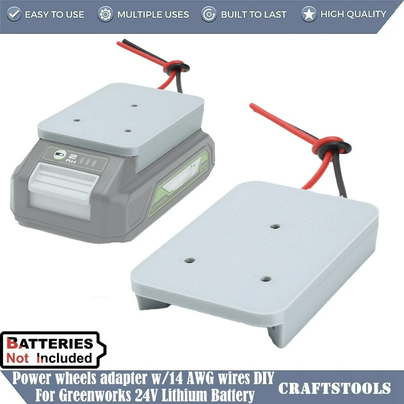 Adapter For Greenworks 24v Lithium-ion Battery Dock Power Connector 12awg 14awg (battery Not Included)