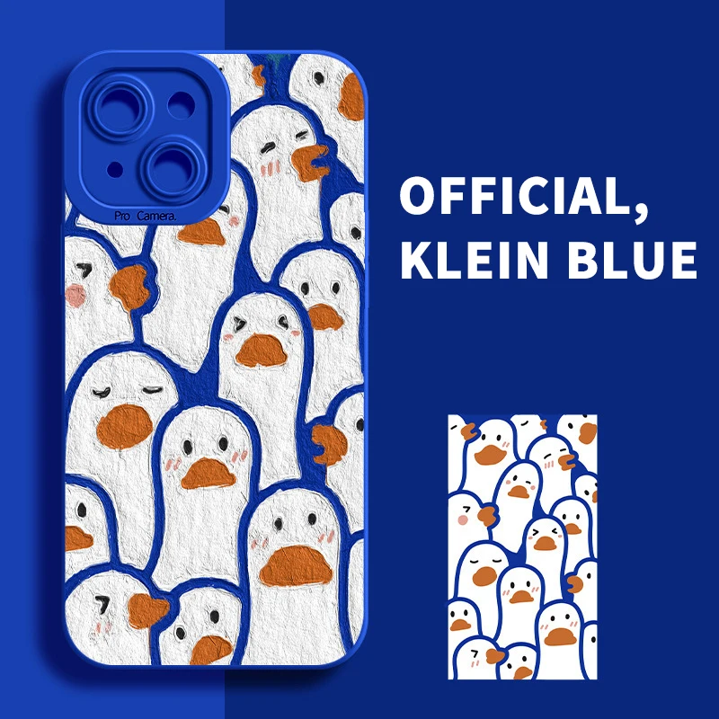 

Case For iPhone 13 12 11 Pro Max X XS XR 7 8 Plus Oil Painting Cartoon Duck Liquid Silicone Duck iPhone Case