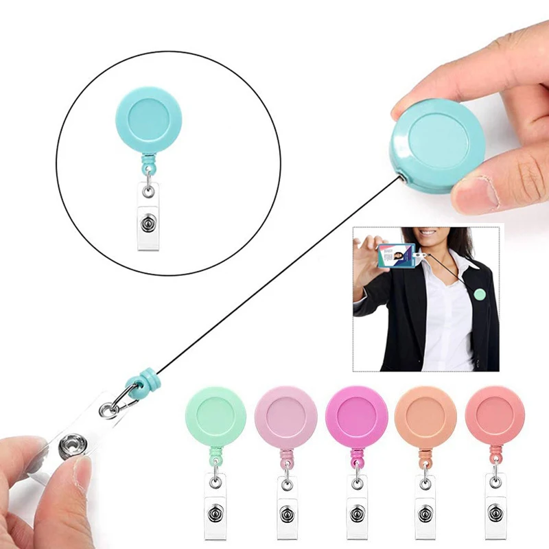 

1pc ABS Retractable Badge Holder Clips for Nurse ID Badge Reel with Belt Clip Doctor ID Card Chain Clips School Student Office
