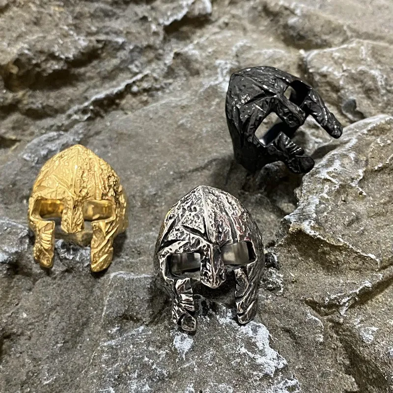 

Warrior Mask Stainless Steel Ring Soldier Classic Vintage Punk Mens Ring Fashion Gift Gothic Jewelry Steel Black Color Wholesale
