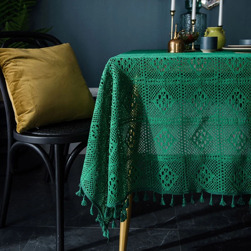 Скатерть круглая кружевная ажурная хлопковая в стиле ретро