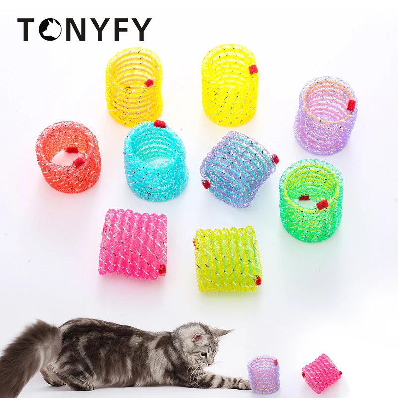 5pcs Cat Toy Colorful Line Tube Elastic Spring Swirling Toy Kitten Interactive Toys for Small and Medium-Sized Cats Dogs To Play