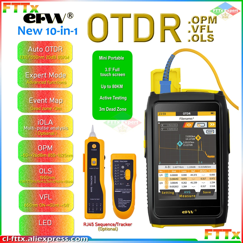 Умный Многофункциональный волоконный тестер otdr1550 нм 20 дБ 80 км SC коннектор SGOT40
