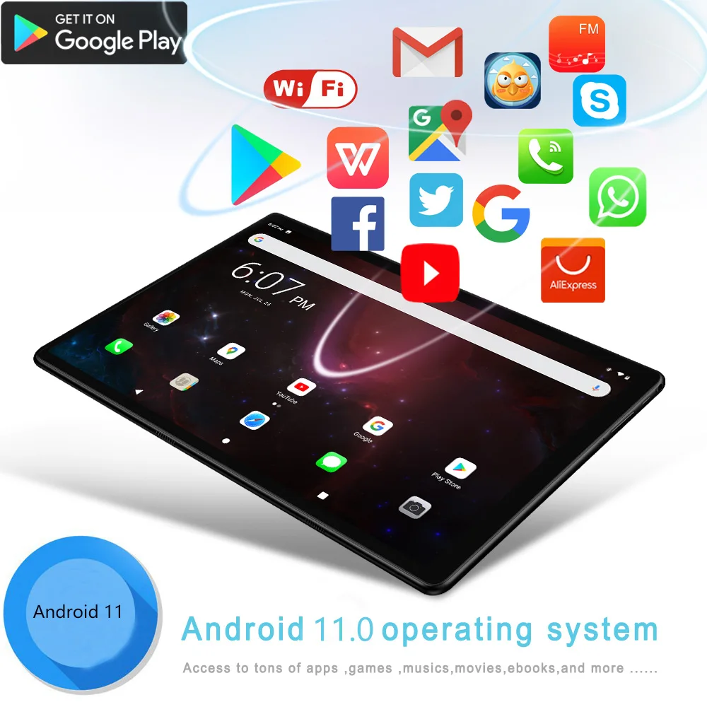 Планшет Google Android восемь ядер экран 10 1 дюйма 4 Гб + 64 ГБ