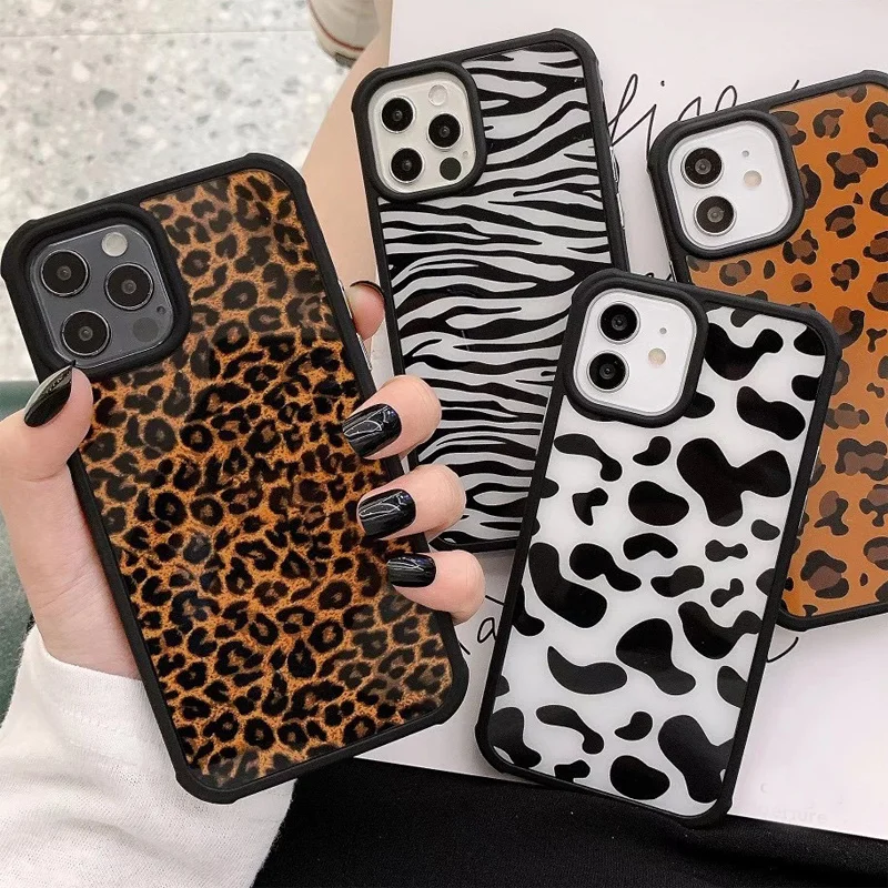 

Custodia per telefono motorola stampa leopardo mucca di latte Zebra Stripe per iPhone 12 11 Pro Max Mini XR X XS 7 8 Plus SE 202