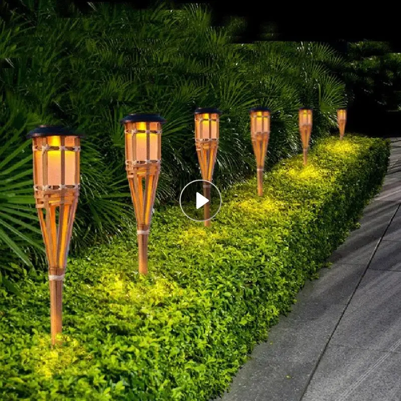 

Ground LED Solar Light Lawn Garden Decoration Bamboo Torch Light With Flickering Flame Waterproof Yard Landscape Outdoor Lights