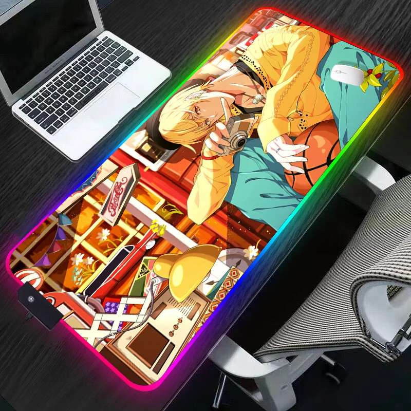 

Коврик для мыши Kuroko без корзины, аниме компьютерный коврик для мыши с Rgb подсветкой, настольная игровая клавиатура для ПК, размер Xxl, с большо...