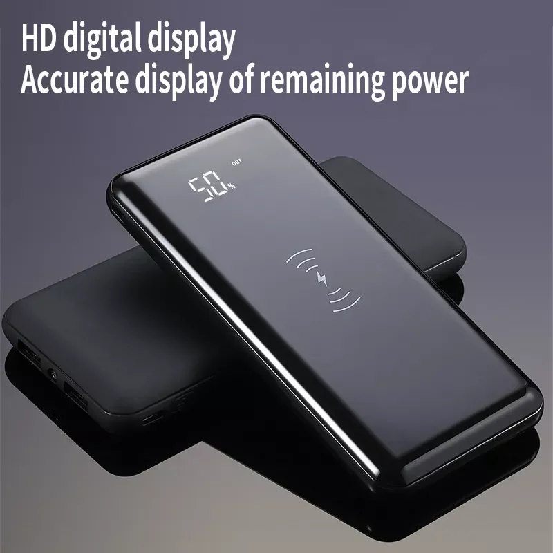 

30000mAh Wireless Power Bank Fast Charger HD Digital Display External Battery with LED Lamp For iPhone