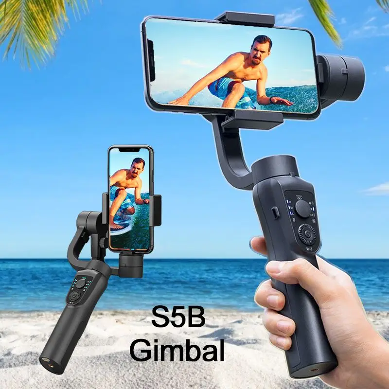 

New Hot 3 Axis Handheld Gimbal Stabilizer S5B For iPhone 11 12 XS XR Gopro Action Camera Charging for Smartphone Zoom Control