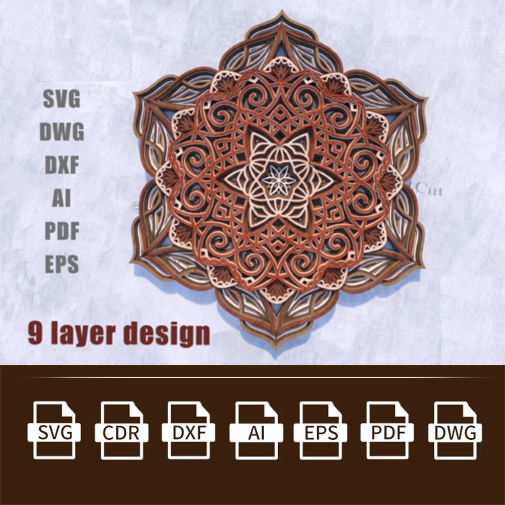 

MANDALA 3D Multilayer SVG Laser Cut Vector Files Layouts Model for CNC Laser Cut Priting