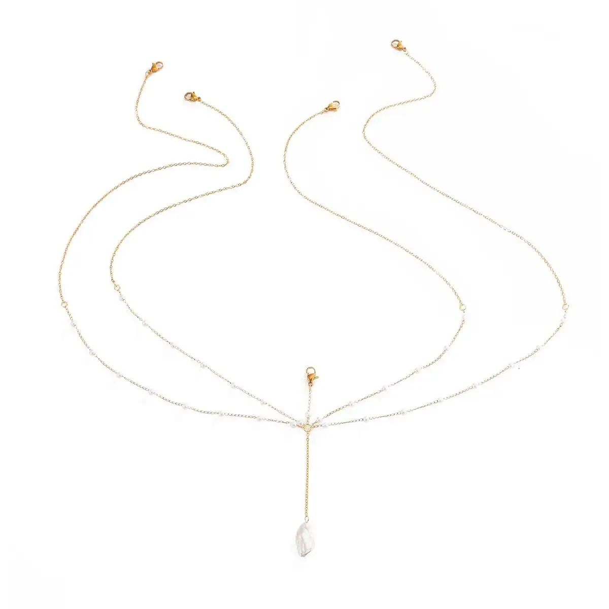 Фото Водонепроницаемая цепочка на талию PuRui из нержавеющей стали с золотым покрытием для женщин, летняя пляжная цепочка для бикини, сексуальные украшения для тела с имитацией жемчуга №5