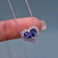 new titanium steel blue love diamond inlaid zircon necklace womens light luxury fashion design cold wind clavicle chain jewelry