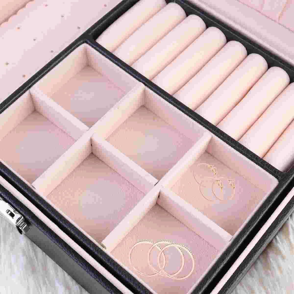 Jewelry Organizerbox Storage Drawer Earring Holder Case Faux Tray Showcase Trays 