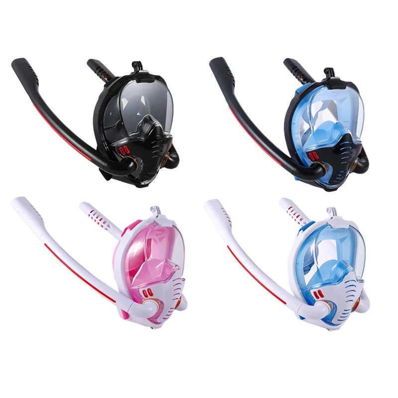 

New Full Face Snorkeling Mask Double Tube Silicone Full Dry Self Contained Diving Mask Adult Swimming Mask Diving Goggles