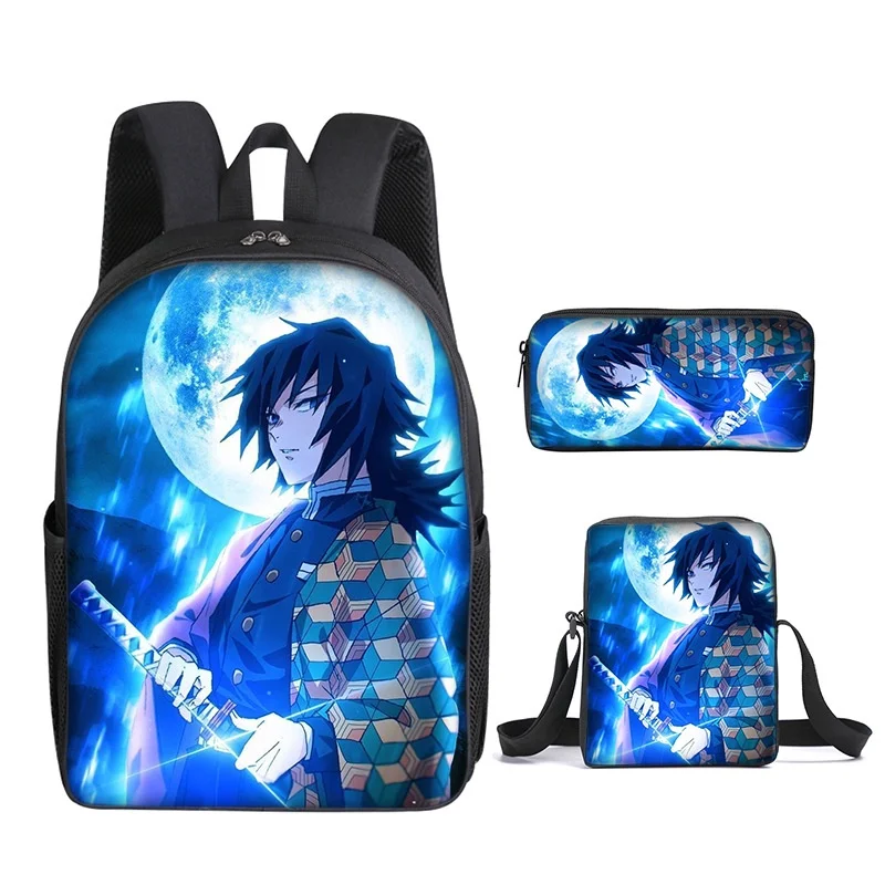 Demon Slayer 3 Piece Children Nezuko Tanjirou Anime Backpacks Students Girls Boys Primary Secondary School Bags with Pen Bag New