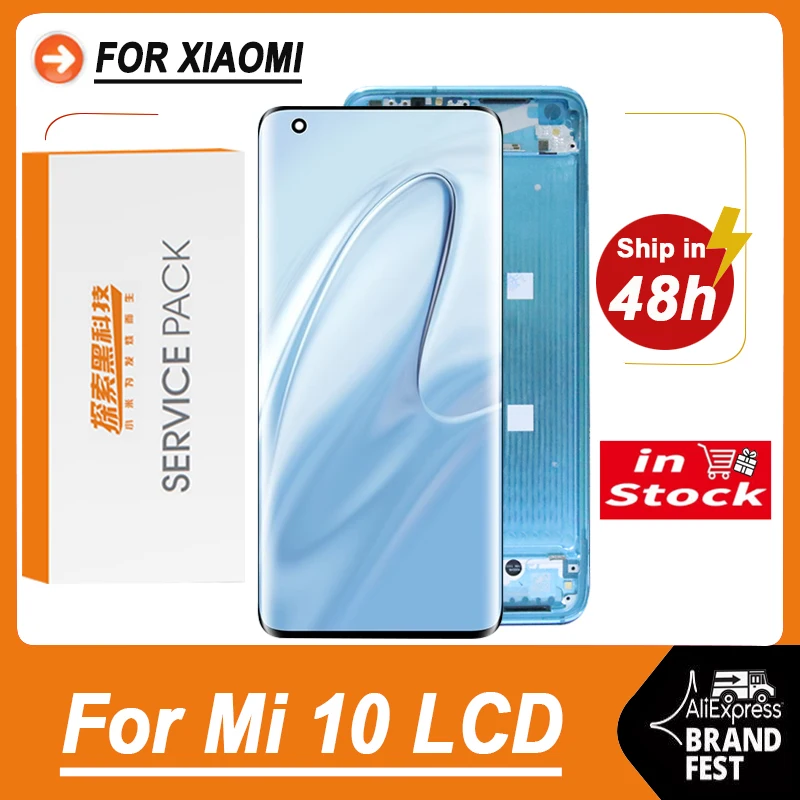 Оригинальный 6.67-дюймовый AMOLED-дисплей для замены Xiaomi Mi 10 LCD с сенсорным экраном и сборкой цифрового дигитайзера Pro 5G M2001J1G