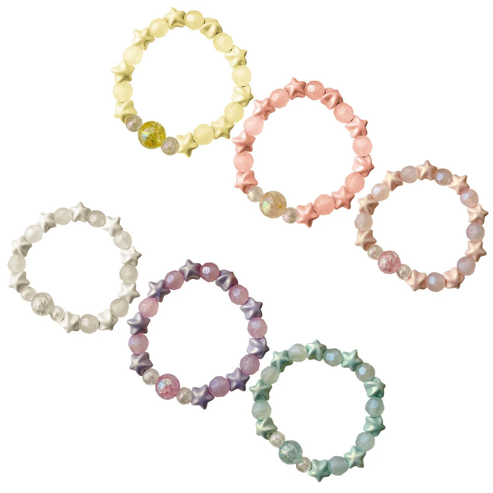 

6 Pcs Bracelet Keychain Lanyard Phone Charm Kawaii Cell Strap Holder Hand Personality Acrylic USB Wristlet Student