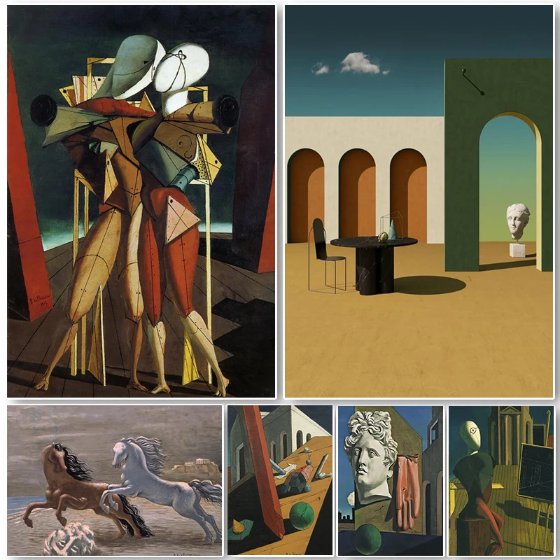 Giorgio De Chirico 402-Affiche sur toile abstraite peinture et impression dɺrt фреска украшение для салона