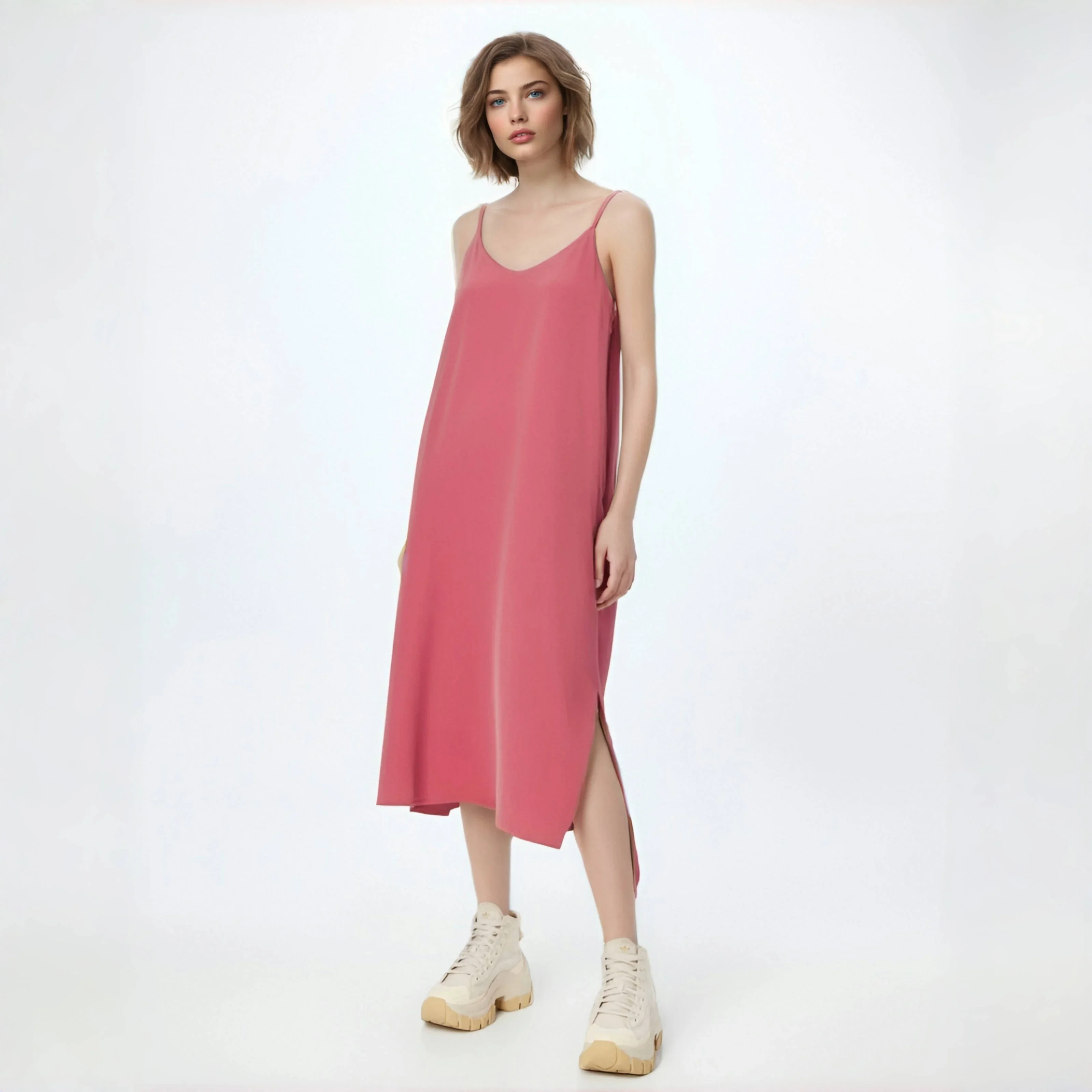 Женское атласное платье для выпускного вечера элегантное на тонких бретельках с