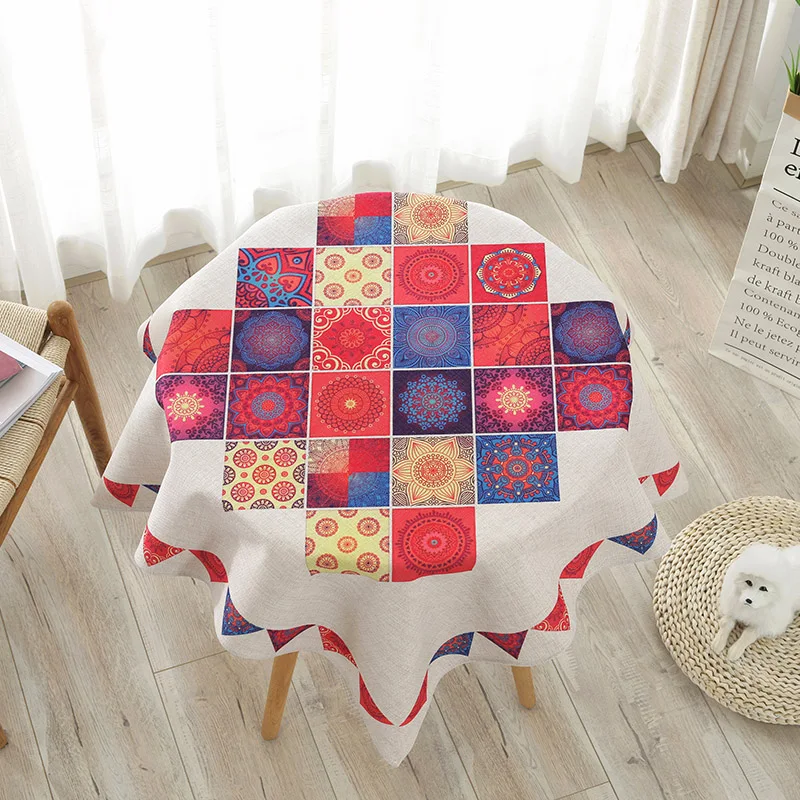 

Cotton linen tablecloth, household small tablecloth, square tea table cover cloth, round dining tablecloth