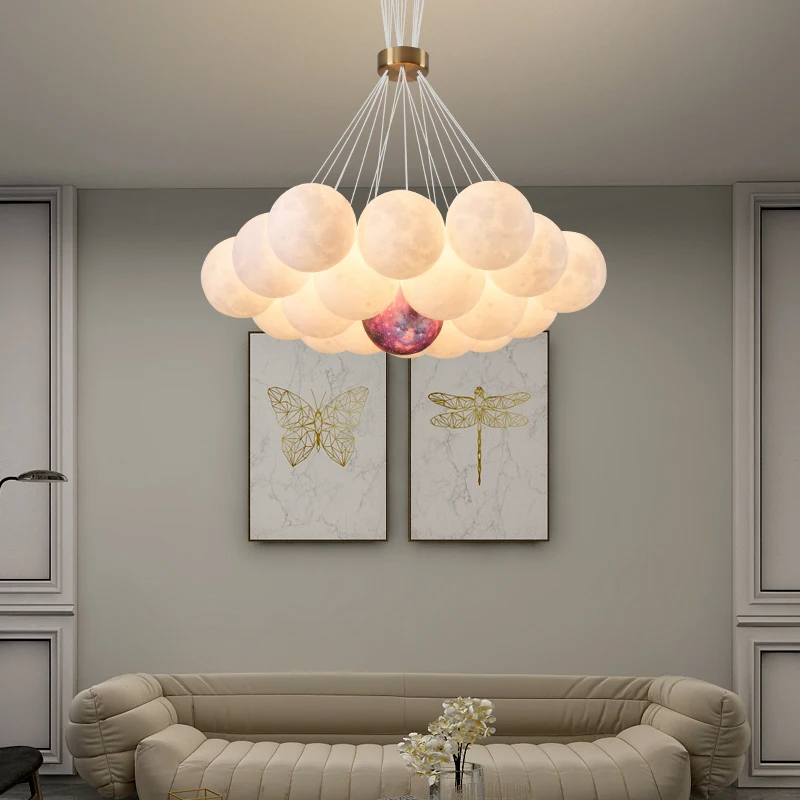 

Modern Ceiling Chandelier 3d Moon Shade Led Pendant Lighting Fixtures Decor Children Bedroom Living Room Dining Table Villa Lamp