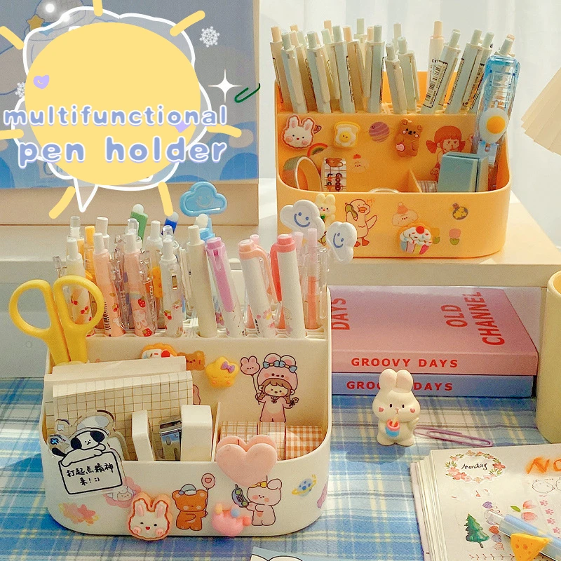 

Милый Настольный вместительный держатель для ручек, коробка для хранения косметики, настольный держатель для карандашей, органайзер для канцелярских принадлежностей